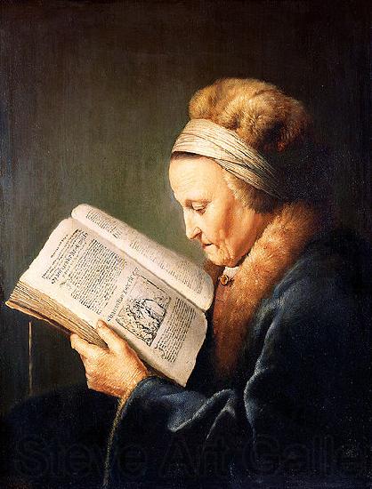 Gerard Dou Portrait of an old woman reading Spain oil painting art